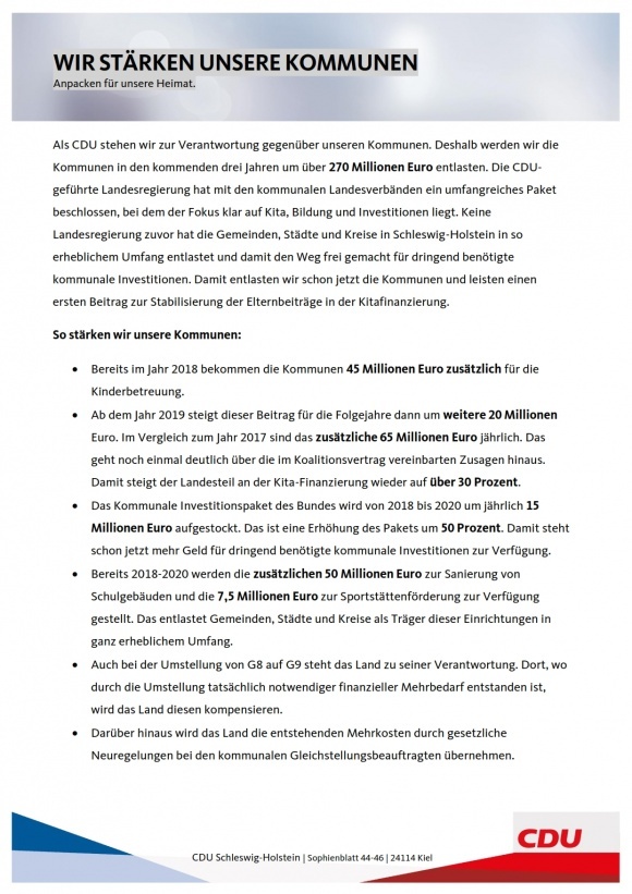 Die Themen der CDU Schleswig-Holstein zur Stärkung der Kommunen