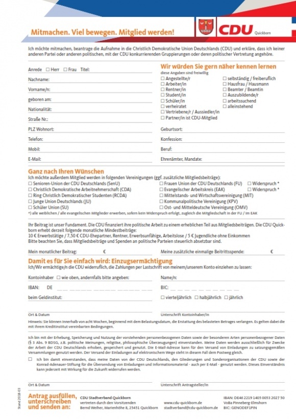 MITMACHEN in der CDU Quickborn!